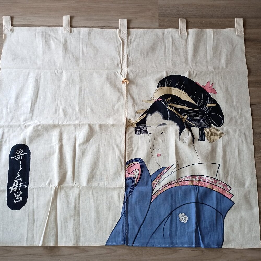 Japanese Noren Doorway Cotton Curtain - Kitagawa Utamaro painting Curtain